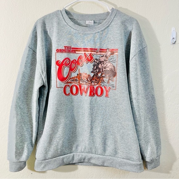 Coors Tops - The Original COORS COWBOY Fleece Crewneck Sweatshirt Women Size Large
